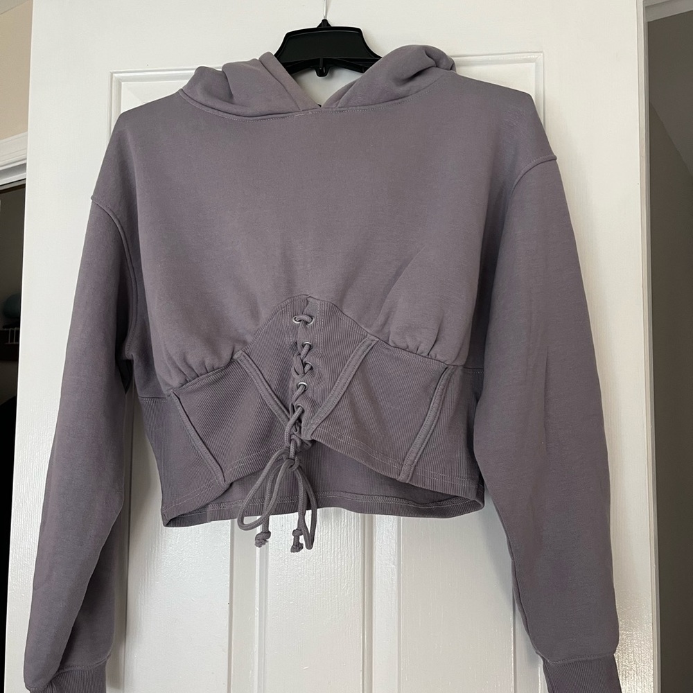 Missguided blue/ grey corset sweatshirt size 18
